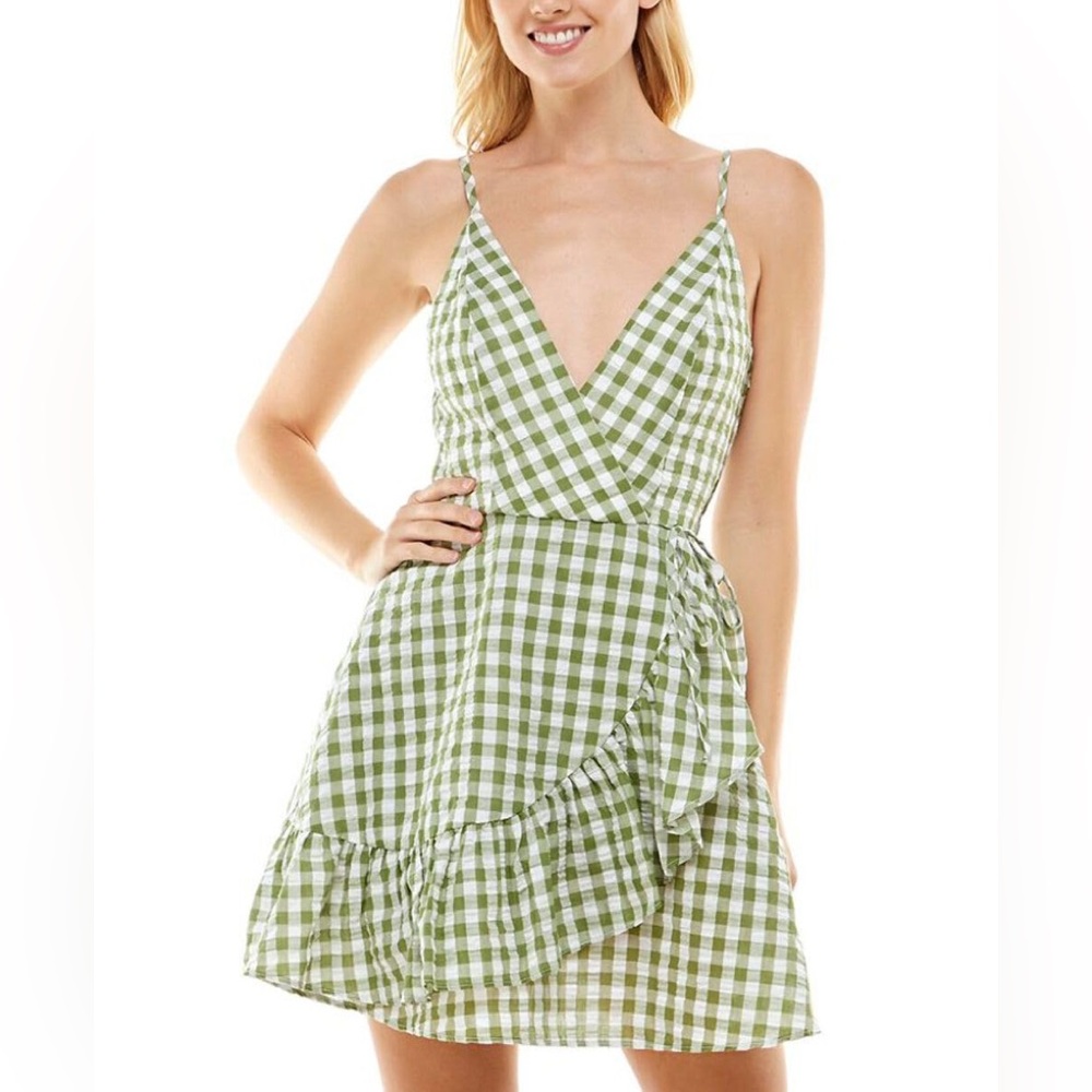 Speechless Green and White feminine Sundress Sleeveless Mini 100% cotton size S